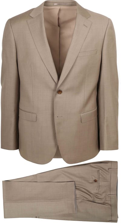 Blazer Suitable Kostuum Sharkskin Wol Sand