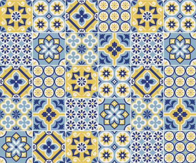 Zelfklevende tegelmuurstickers voor keuken en badkamer - 30 Azulejos Mira cementtegelstickers - 30 stickers 10x10cm