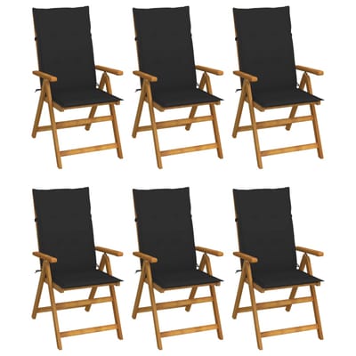 vidaXL - Inklapbare - stoelen - 6 - st - met - kussens - massief - acaciahout
