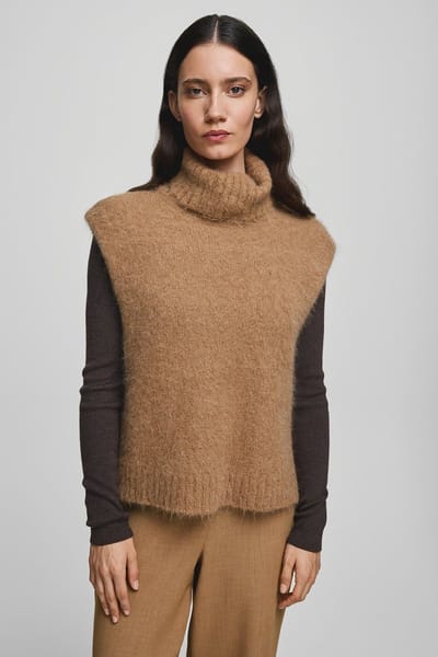 MSCH Copenhagen Mschthira Salmia R Vest Truien & vesten Dames - Sweater - Hoodie - Vest- Camel - Maat S/M