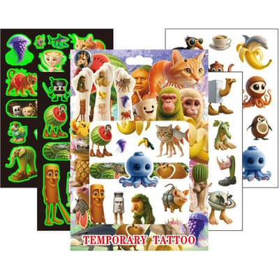 4 Stuks Italiaanse Brainrot Tijdelijke Tatoeages Stickers Catboy Feestartikelen Verjaardagsdecoratie Feestbenodigdheden Glow Party Cadeaus Speelgoed