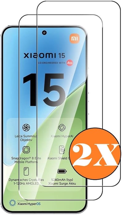 Screenprotector geschikt voor Xiaomi 15 - gehard Glas Tempered Glass - 2 Stuks