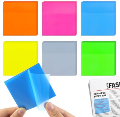 Dailygoody - Transparante zelfklevende notitieblaadjes - Kleurrijke 300 vellen - Perfect voor school en kantoor - 75 mm x 75 mm - Duurzaam en herbruik..