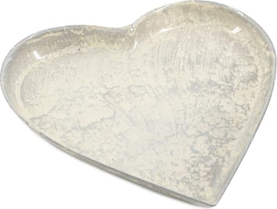 HomeBound by KY | Metalen tray hart white marble | 12,5x13x0,7cm | dienblad hartvormig metaal