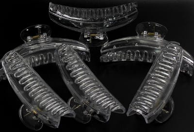 6 grote haarklemmen 12 cm transparant