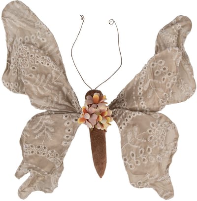 Clayre & Eef Decoratie Vlinder 33x6x31 cm Beige Synthetisch