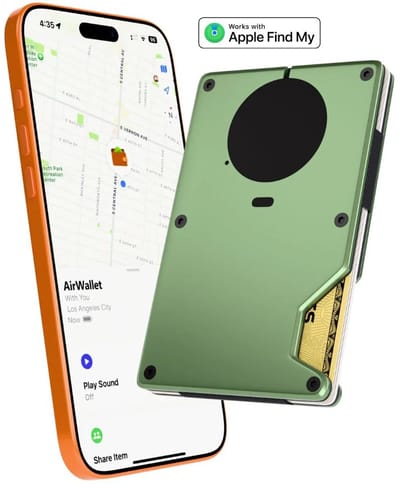 Premium Pasjeshouder - GPS Tracker - Locatie Tracker - Werkt met Apple Find My - 12 Pasjes - RFID Kaarthouder Mannen & Vrouwen met Portemonnee - Vervangbare batterij