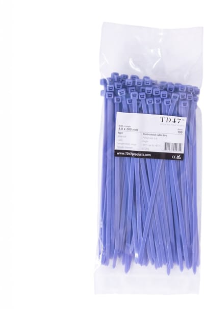 TD47 Kabelbinders 4.8 x 200 mm Paars - Tie wraps - Tyraps