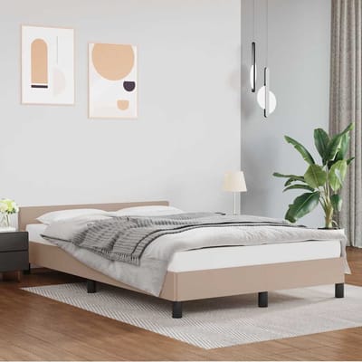 vidaXL - Bedframe - met - hoofdeinde - zonder - matras - Cappuccino - 140x200 - cm