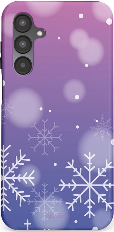 Casetastic hoesje geschikt voor Samsung Galaxy A16 - Dubbellaagse bescherming - Winter Sneeuw Paarse Roze Gloed - Fashion Case - Lavendel