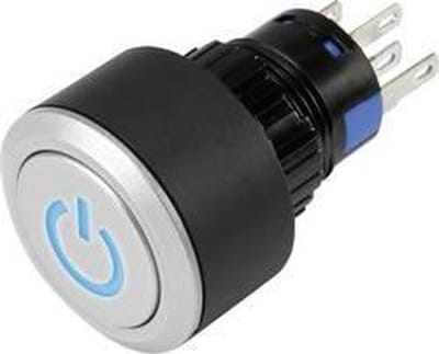 TRU COMPONENTS 1303031 LAS1-AWY-11T/B/12V/P Druktoets 250 V/AC 3 A 1x uit/(aan) Moment Blauw IP65 1 stuk(s)