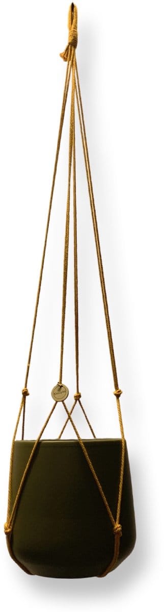 Plantenhanger Zonder Kwast - Kies Kleur en Lengte - Okergeel - 70 cm lang - Katoenkoord - Geschikt voor Pot met Diameter t/m 20 cm - Handgemaakt in ons Macramé Atelier - Prijs per Stuk - Let op: Exclusief Pot - Inclusief Verzendkosten