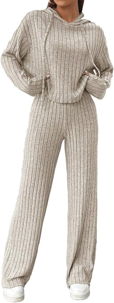 Geribbelde Lounge Wear Sets voor Vrouwen - 2 Stuks Co Ord Sets, Trainingspak, Dames PJs Sets, Loungewear, Nachtkleding, Homewear