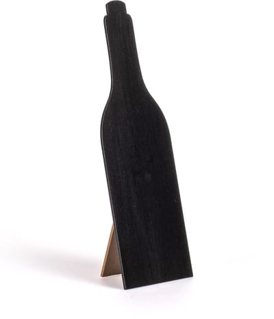 HOBI - Leisteen menukaart wijnfles 25 cm van hout met voet