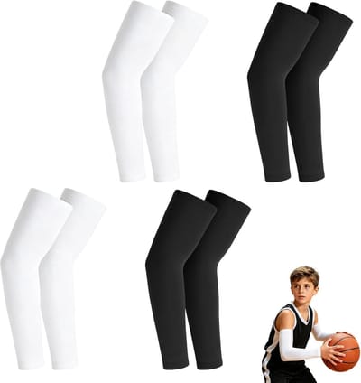 Thijox - Volleybal-armbeschermers voor kinderen, 4 paar, UV-armkousen, ademend, elastisch, handbalaccessoires voor sport, basketbal, volleybal, voetba