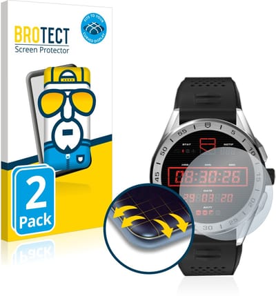 BROTECT - Screenprotector voor TAG Heuer Connected 2020 - Folie Beschermfolie transparant volledig dekking - 2 Stuks