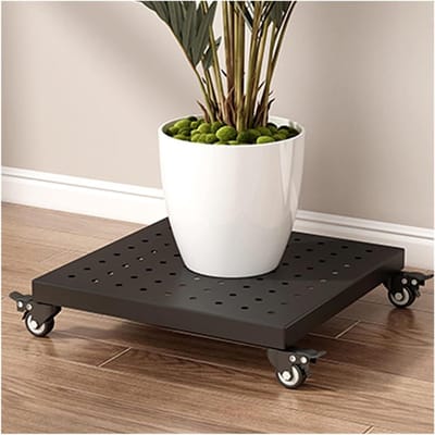 Plantenpotwagen - Bloempotstandaard - Verplaatsen Zware Potten - 360 Graden Wielen - 50 cm - Zwart