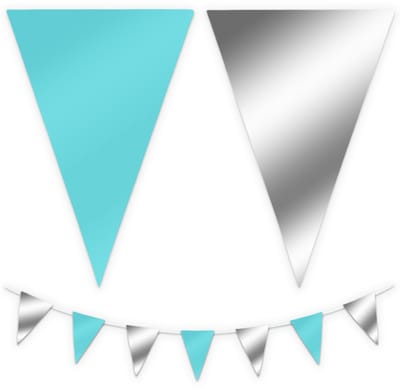 BTH - Slingers - Licht Blauw-Zilver - Slingers Verjaardag - Vlaggenlijn - Verjaardag Versiering - Verjaardag - Vlaggetjes
