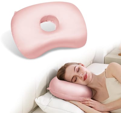 Orthopedisch Oorkussen voor Zijslapers - Donut Kussen met Gat voor Piercing Verzorging - Verlicht Oorpijn bij Ontsteking - Hoofdkussen Zijslaper - Ringkussen - Oorpijn Verlichten - Voor Iedere Slaaphouding - Orthopedisch Hoofdkussen - Roze