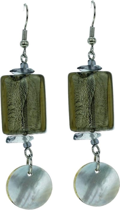 Behave - Oorhangers dames - Grijs schelp - Natuurstijl 7 cm