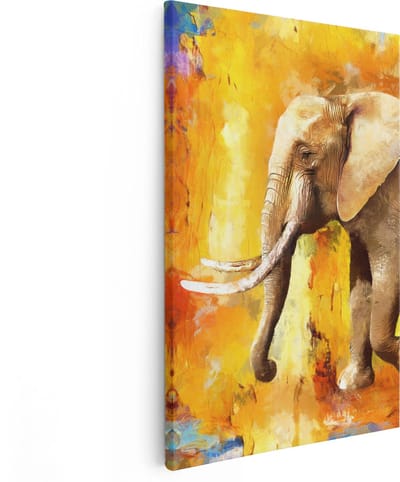 Artaza Canvas Schilderij Olifant - 80x120 cm - Groot - Wanddecoratie Dieren - Muurdecoratie Abstract - Schilderijen Op Canvas