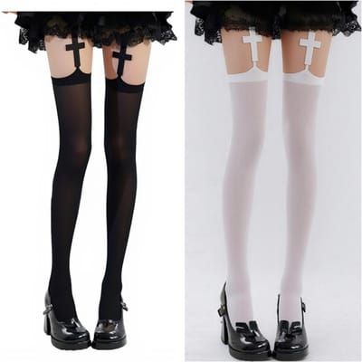 Y2K Zwart Wit Dames Lange Sokken Sexy Dijhoog Nylon Kousen Ademende Over de Knie Sokken Meisjes Voor 40-75kg