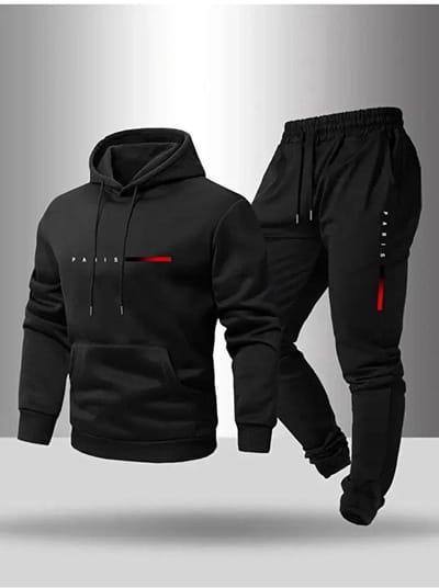 Hoodie Heren – Zwarte Hoodie Heren met Capuchon – Casual Sport Hoodie – PARIS – XXL