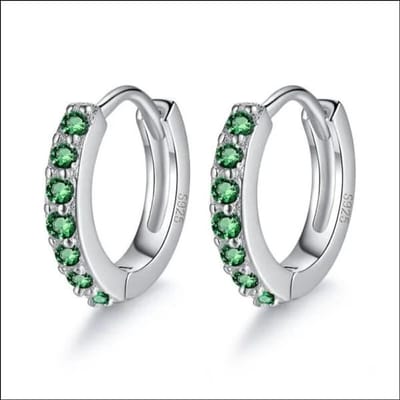 Aramat Jewels | Oorringen | Zilveren Oorringetjes met Zirkonia 15mm | Groen | |3mm | Zilver | Kinderen, Volwassenen | Verkleurd niet