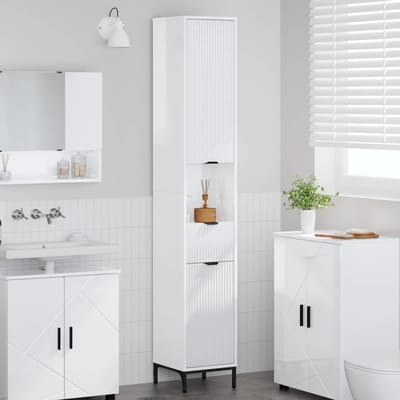 vidaXL - Badkamerkast - Hoogglans - wit - 31,5 - x - 33 - x - 190 - cm