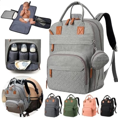 Bealive® Luiertas - Rugzak - Opvouwbaar verschoon kleedje - Fopspeen houder - 3 x melk geïsoleerde vakken - Laptop vak - Power bank gat - Multifunctioneel - Waterdicht - 29 x 16 x 39 cm