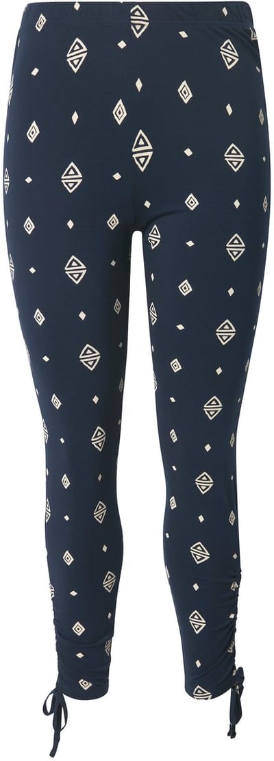 Ulla Popken - Dames - Legging ruiten zoomband smalle pijpen biologisch katoen - Marine - Maat 42+