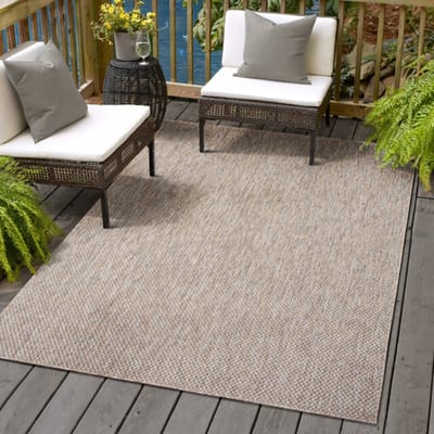 Muratap Uni binnen en buiten vloerkleed solid outdoor laagpolig tapijt beige 80x150 cm