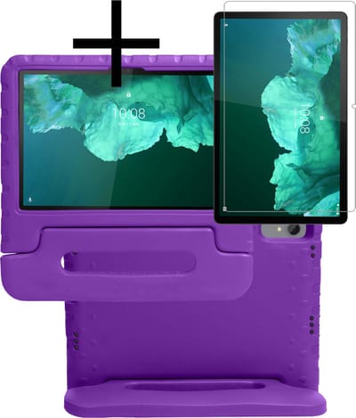 Hoes - Geschikt voor Lenovo Tab P11 - Met Screenprotector - Kinderhoes Shockproof Bumper - Kidsproof Case - Tablet Hoesje - Kinder Cover - Paars