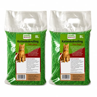 Voordeelpakket 2×8L Denny BioAnimals Tofu Kattenbakvulling 8L – Biologisch Afbreekbaar – Klontvormend – Stofvrij – Geur neutraliserend