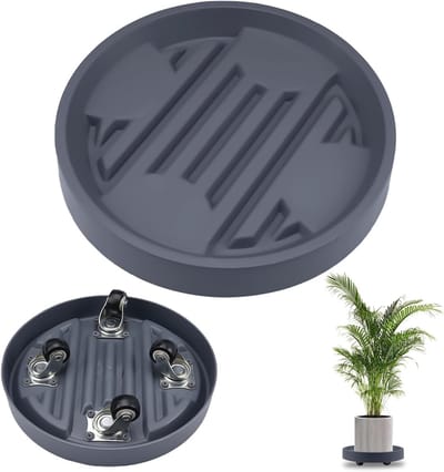 Ronde plantenroller met wielen, 22.5x18.5x5cm, verplaatsbare plantenplank voor binnen en buiten, ideaal voor bloempotten en tuinaccessoires