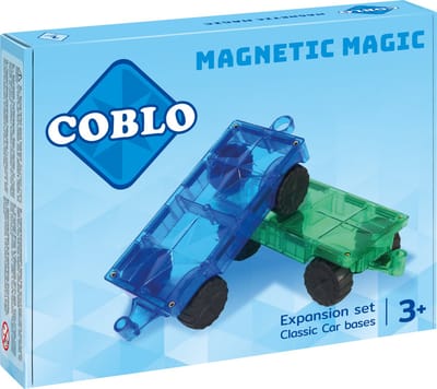 Coblo - Magnetic Tiles – Classic Auto onderstellen 2 stuks – Uitbreiding voor Magnetische Tegels –Magnetisch speelgoed – Vanaf 3 jaar