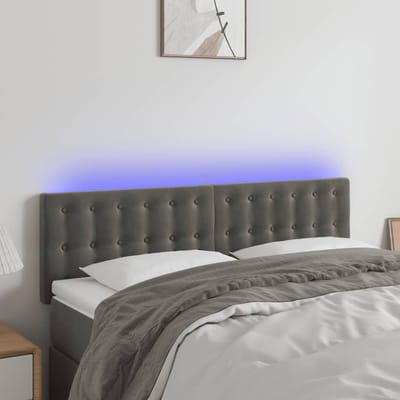 vidaXL - Hoofdbord - LED - 144x5x78/88 - cm - fluweel - donkergrijs