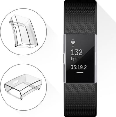 KELERINO. Full cover hoesje geschikt voor Fitbit Charge 2 - Siliconen - Transparant