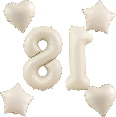 Ballonnen cijfer 18 beige - set van 4 stuks voor 18e verjaardag - jongens en meisjes - heliumballonnen