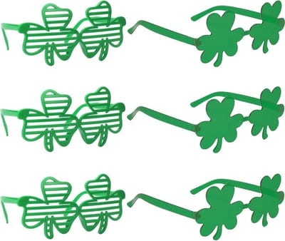 6 Stuk St. Patrick's Day Kostuumaccessoires: Klavertje Vier Groene Shutterbril voor Mannen en Vrouwen, Feestdecoratie en Cadeau's