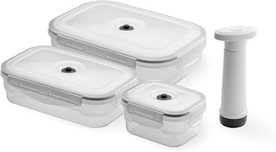 Vacuüm Vershouddozen - Voedselcontainers Set - Voedsel Langer Bewaren - Inclusief Luchtpomp - Set van 3 - Doorschijnend