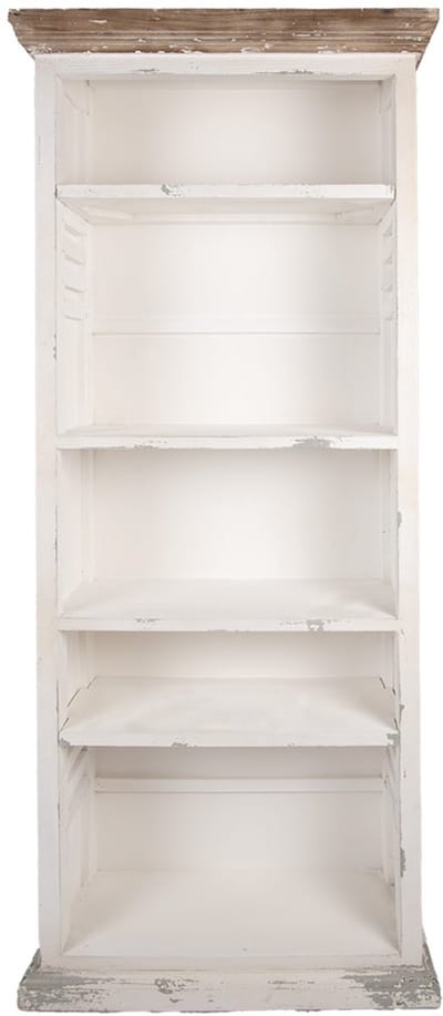 Clayre & Eef Boekenkast Verstelbare Planken 80x36x195 cm Wit Hout