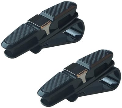 Dailygoods- Brilhouder met clips - Zonnebrilhouder Auto - Brilhouder voor Auto - Set van 2 - Zwart - Verstelbaar 180 graden