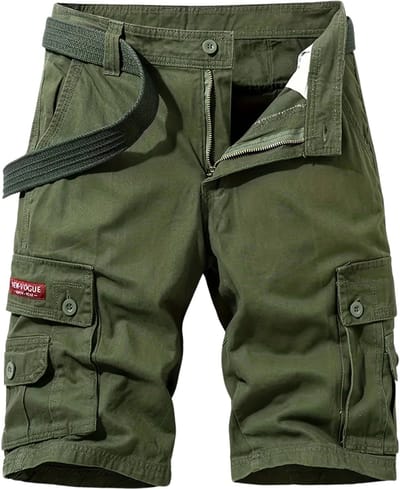 Livano Korte Broek Heren - Cargobroek - Spijkerbroek - met Zakken - Volwassenen - Jongens - Shorts - Legergroen - Maat XS