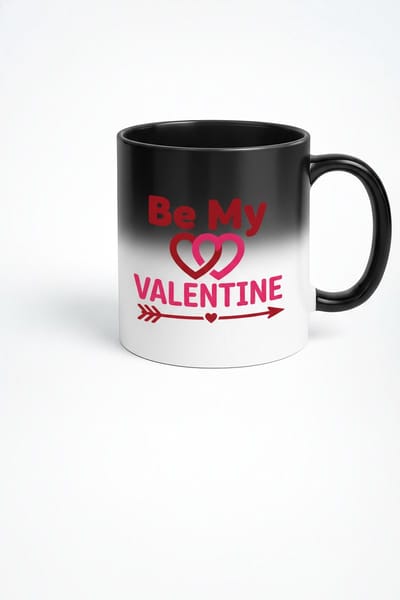 Valentijn Magische Mok Zwart 'Be My Valentine' Harten Thermokleur Koffiemok