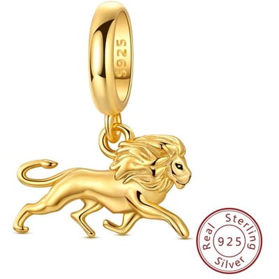 Koper Autoriteit Kracht Koninklijk Gouden Leeuw Hangers Bedels Past op Originele Bedels Armband Vrouwen Doe-het-zelf Sieraden Cadeaus