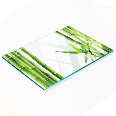 Multifunctionele decoratieve snijplank voor de keuken, gemaakt van gehard glas en bamboe, 80x52 cm