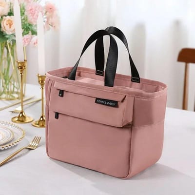 Geïsoleerde Bento Lunchbox Thermische Tas Grote Capaciteit Voedsel Rits Opbergzakken Container voor Vrouwen Koeltas Reizen Picknick Handtassen gray