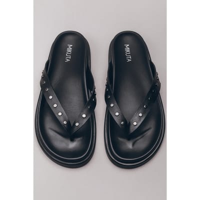 Mikuta The Black Studded Leather Sandals Maat: 36 | Sandalen Outlet | Dames | Zwart