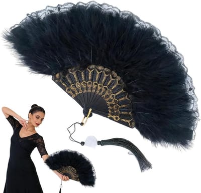 Opvouwbare vintage handwaaier voor vrouwen - 1920 Gatsby stijl, ideaal voor Halloween, dansfeesten, theepartys en bruiloften
